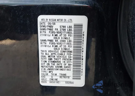 2009 Infiniti Fx50 z USA, uszkodzony, nr VIN JNRBS18W19M201462